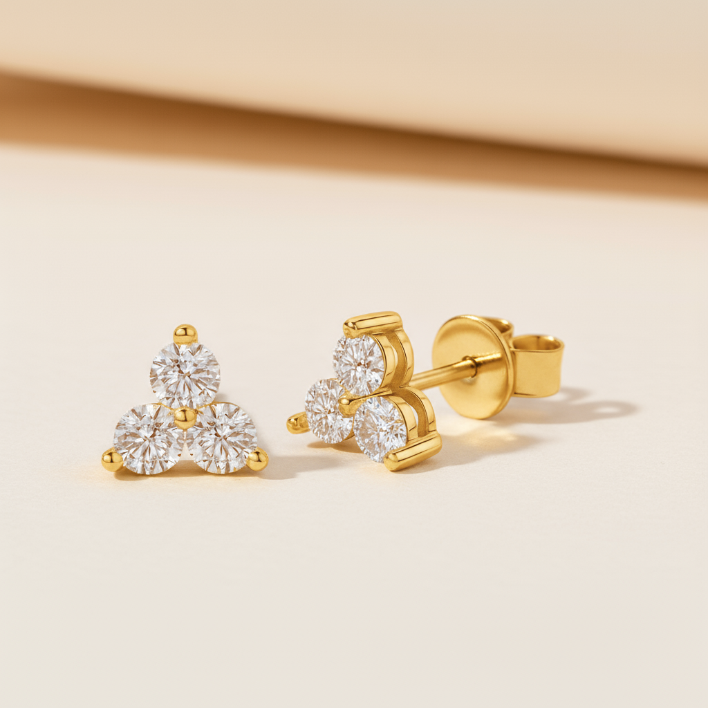 Trio Trinity Moissanite Diamond Stud