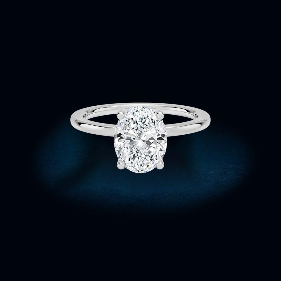 Oval Hidden Halo Moissanite Ring