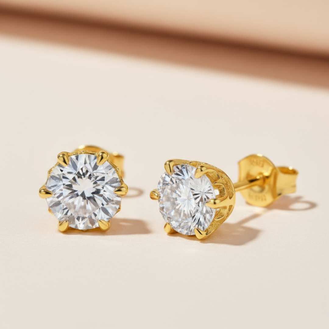 Brilliant Moissanite Diamond Solitaire Stud