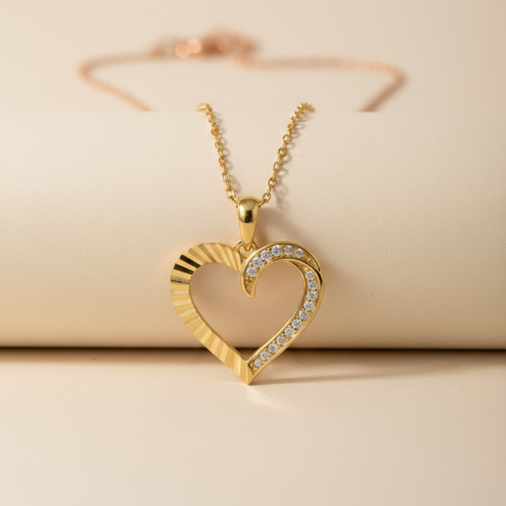 Open Half Heart Pendant Necklace