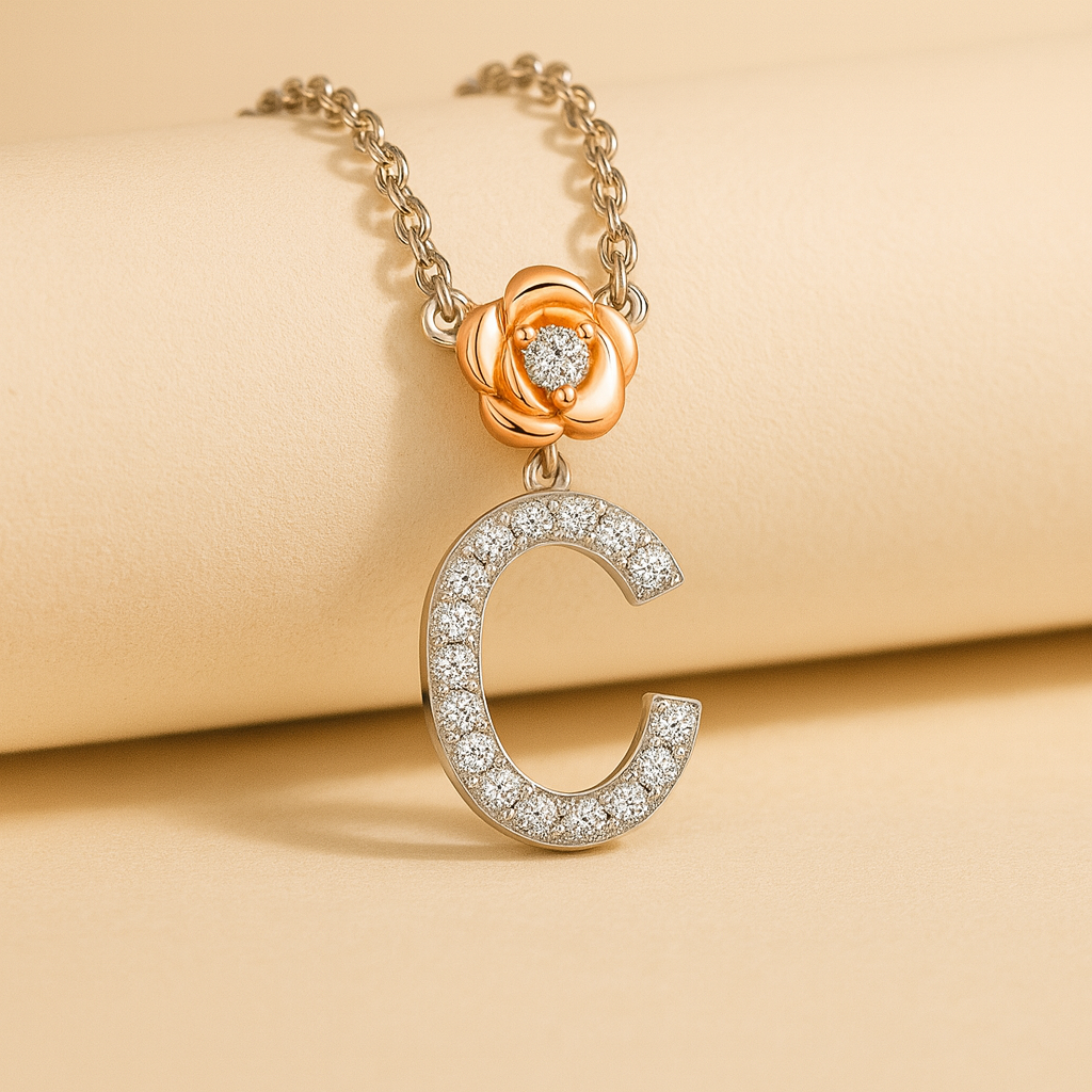 Alphabet Flower Pendant Necklace