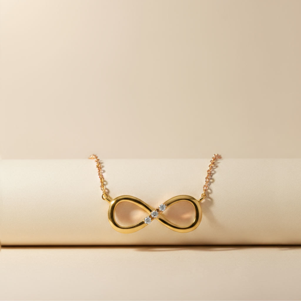 Three Stone Infinity Pendant Necklace