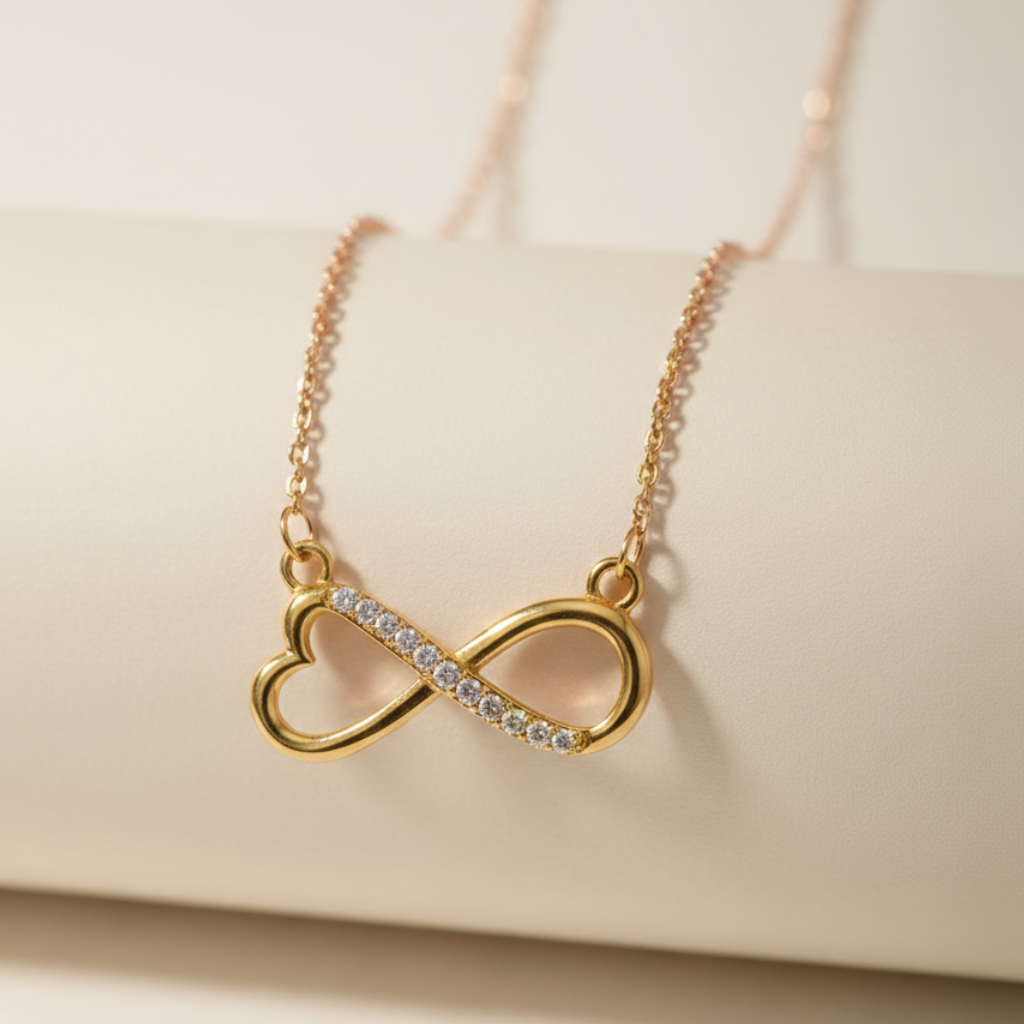 Sideway Infinity Heart Pendant Necklace