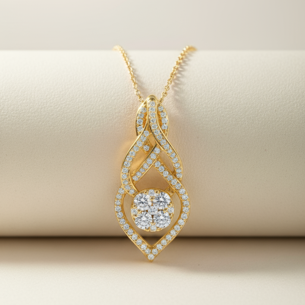 Swirl Infinity Teardrop Pendant Necklace