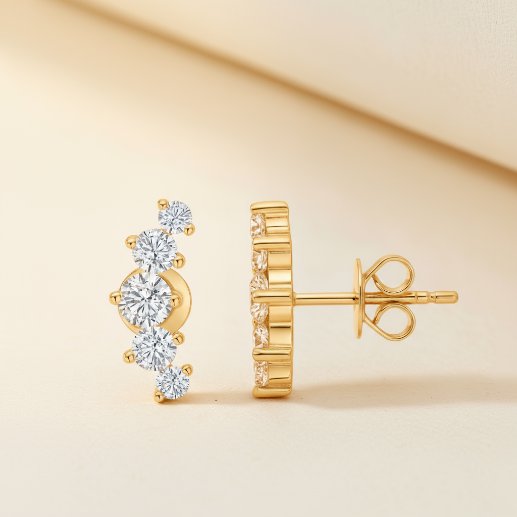 Ear Crawler Moissanite Diamond Stud