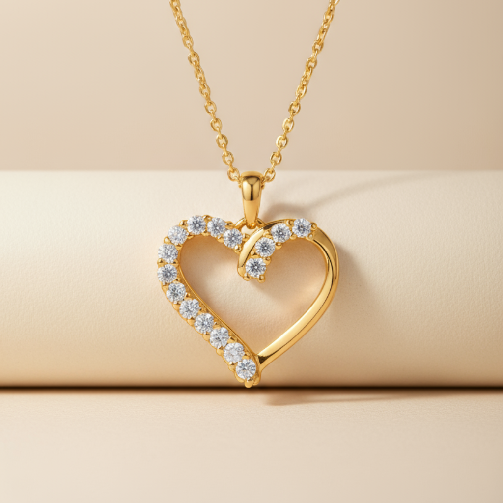 Moissanite Diamond Heart Pendant Necklace