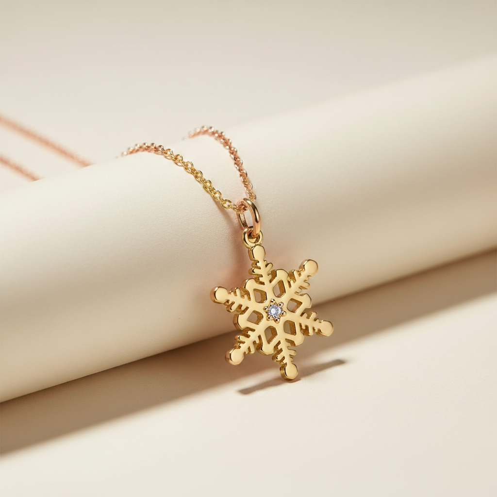 Snowflake Profile Pendant Necklaces