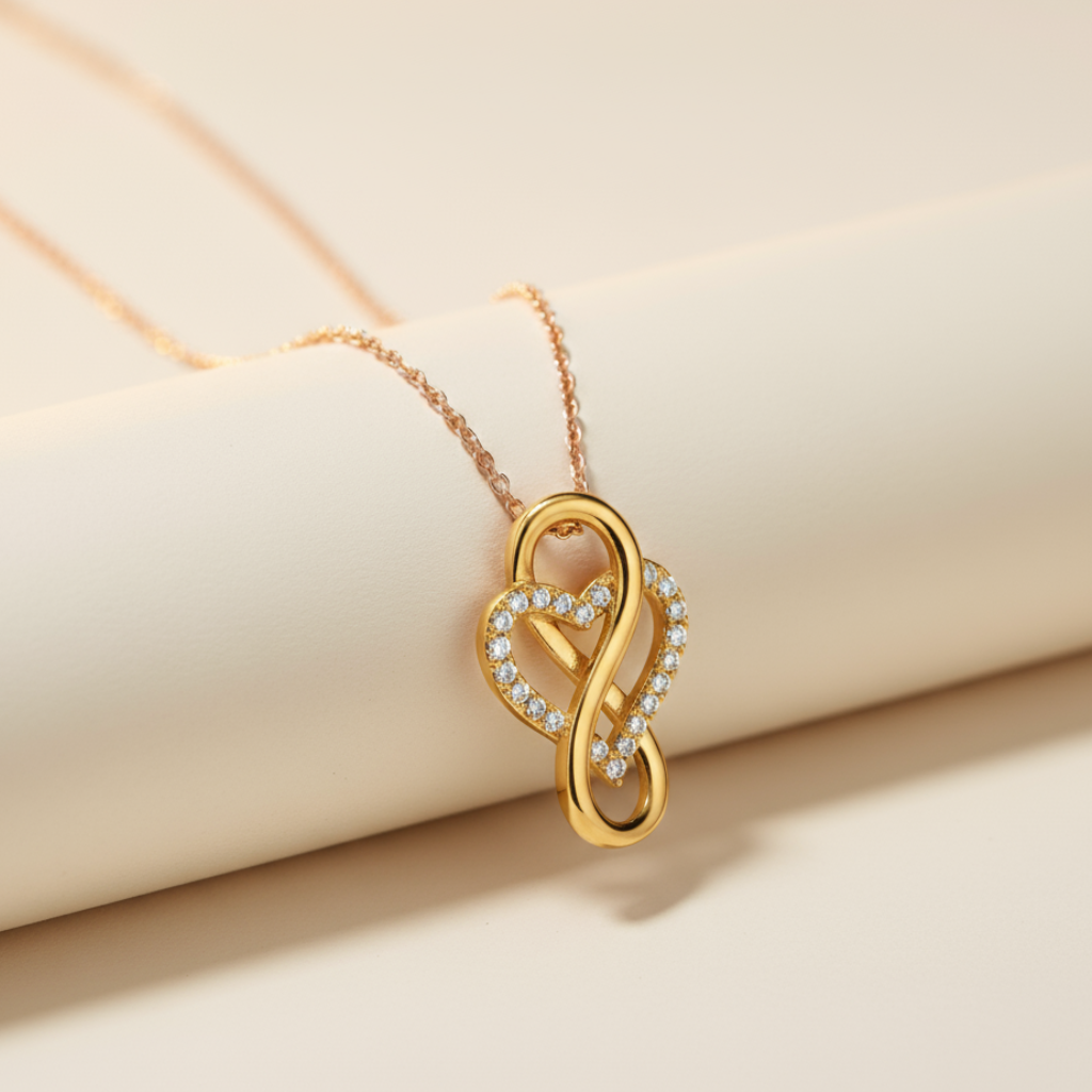 Moissanite Diamond Heart Infinity Pendant Necklace