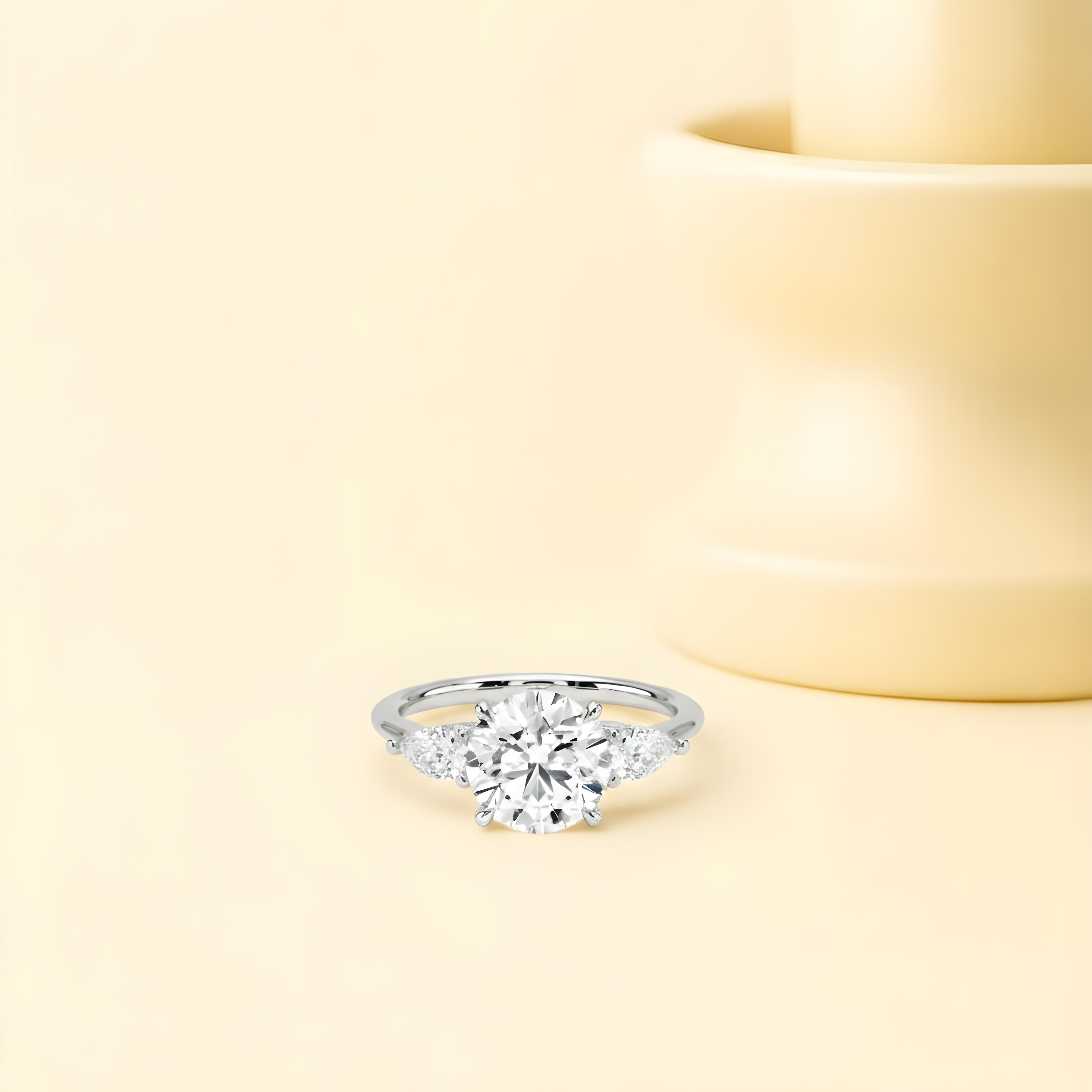 Moissanite Round Cut Three Stone Ring