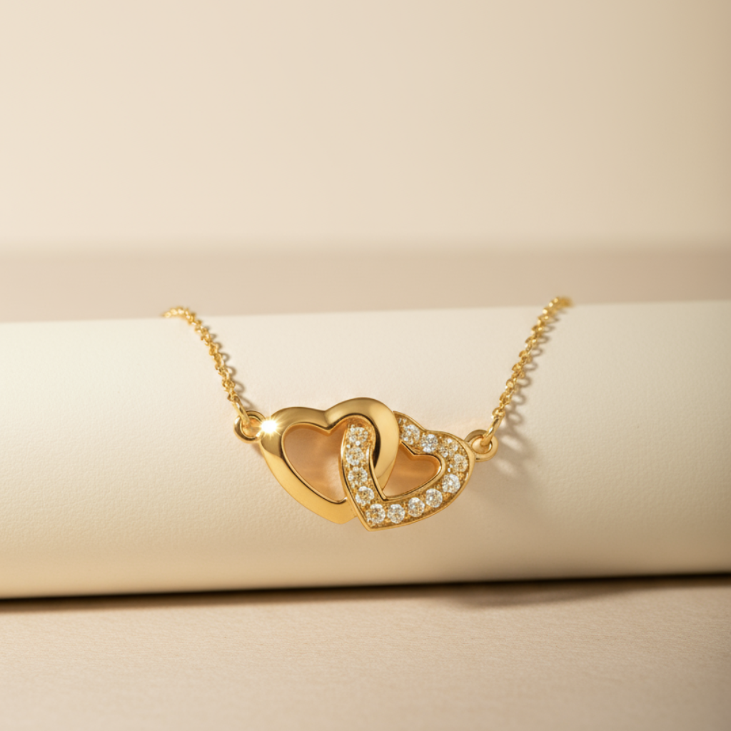 Double Love Heart Pendant Necklace
