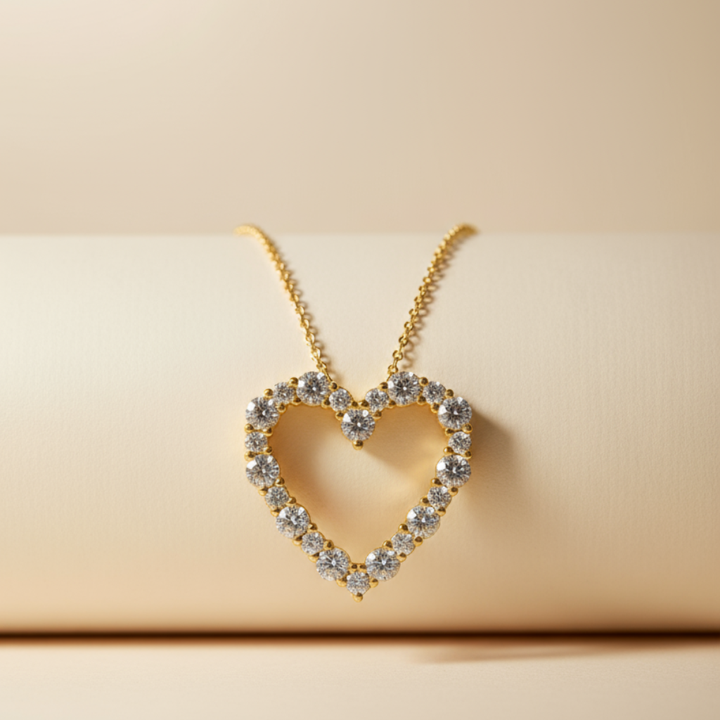 Cubic Outline Heart Pendant Necklace