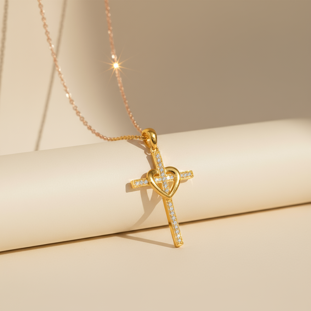 Heart Cross Pendant Necklace