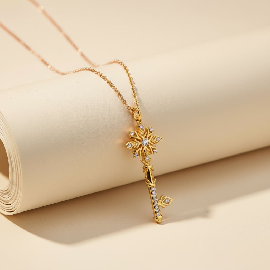 Snowflake Key Pendant Necklace