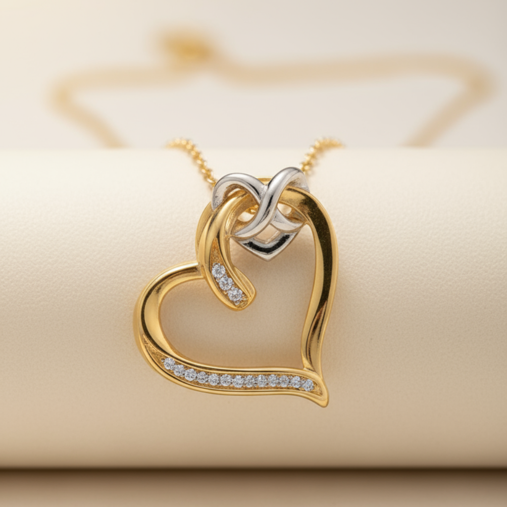 Interlocking Infinity Love Heart Pendant Necklace