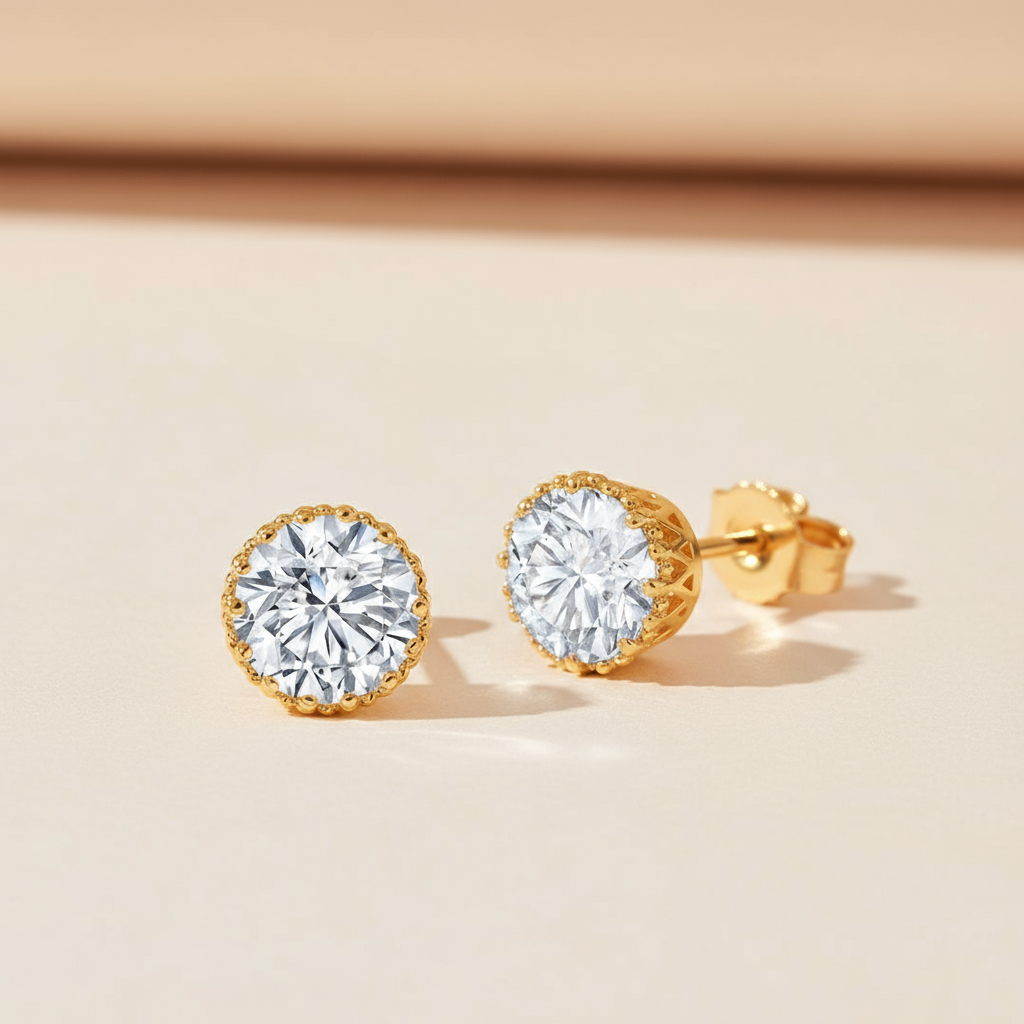 Moissanite Diamond Solitaire Stud