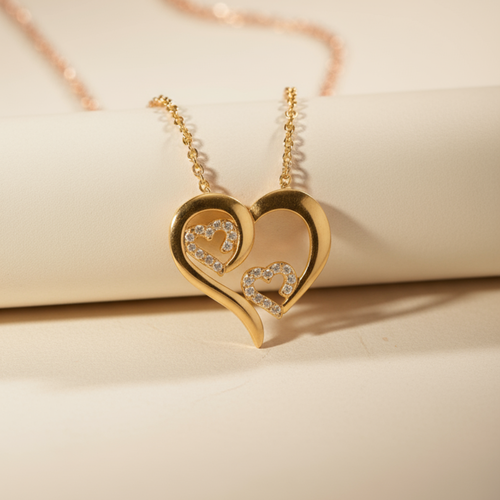 Triple Heart Pendant Necklace