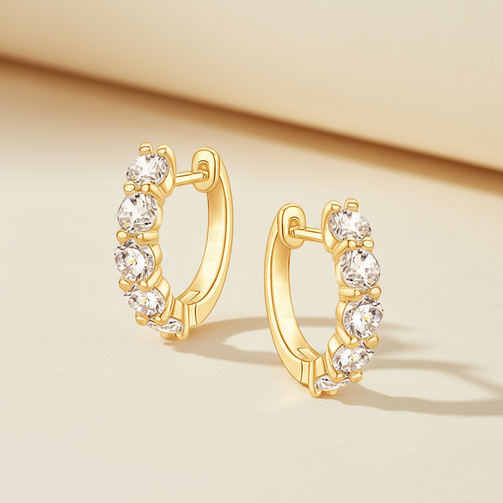Moissanite Diamond Hoop Earrings