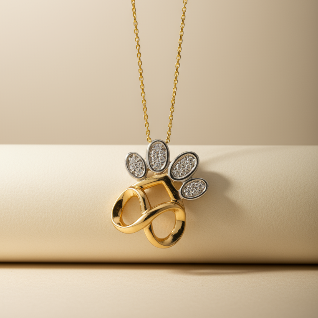 Infinity Paw Print Pendant Necklace