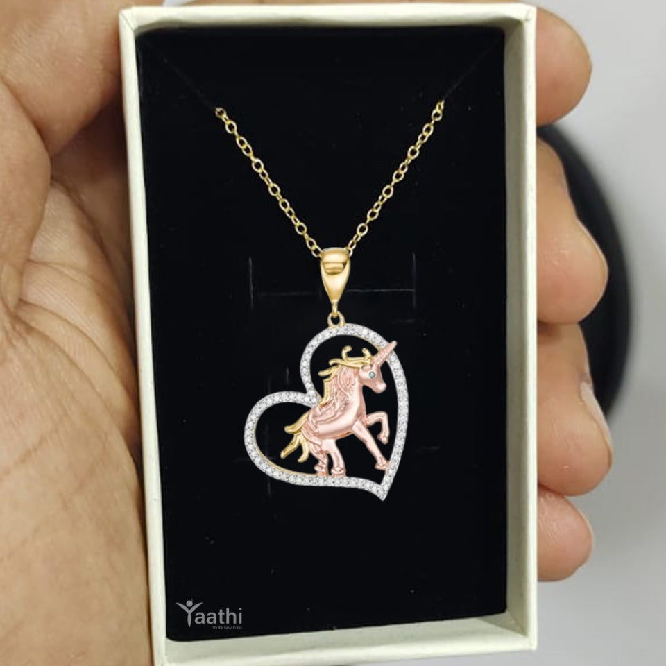 Unicorn Heart Pendant Necklace