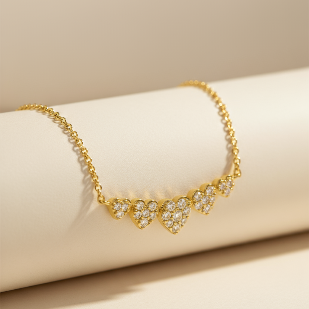 Five Heart Bar Pendant Necklace