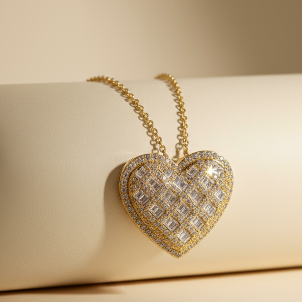 Basket Weave Heart Pendant Necklace