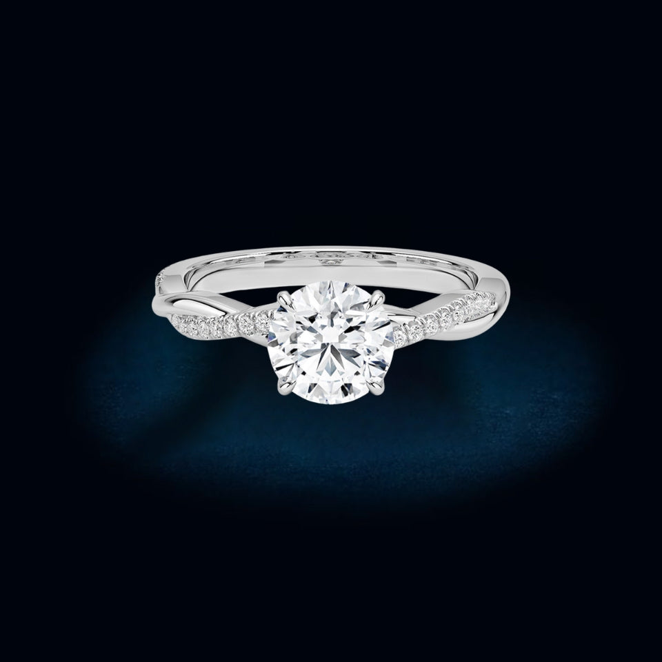 Round Shape Moissanite Twisted Ring