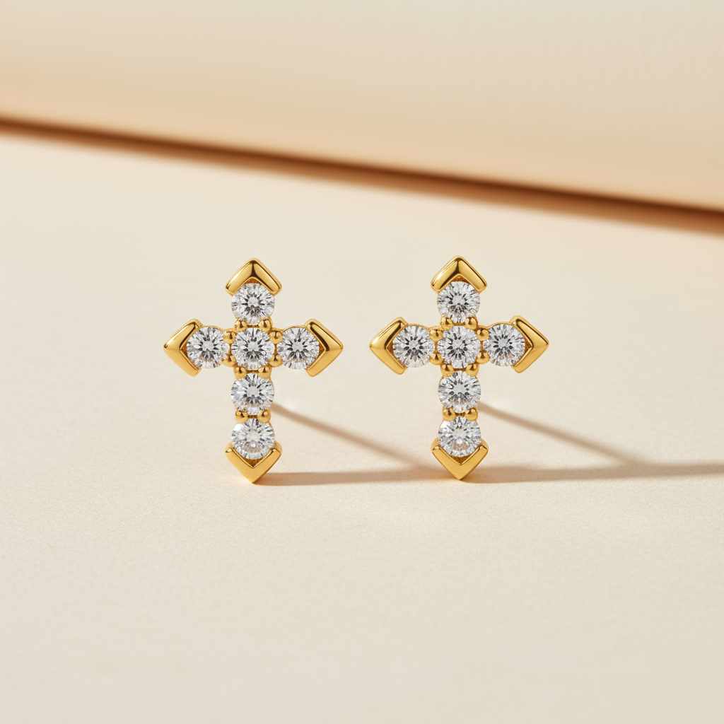 Moissanite Diamond Cross Stud