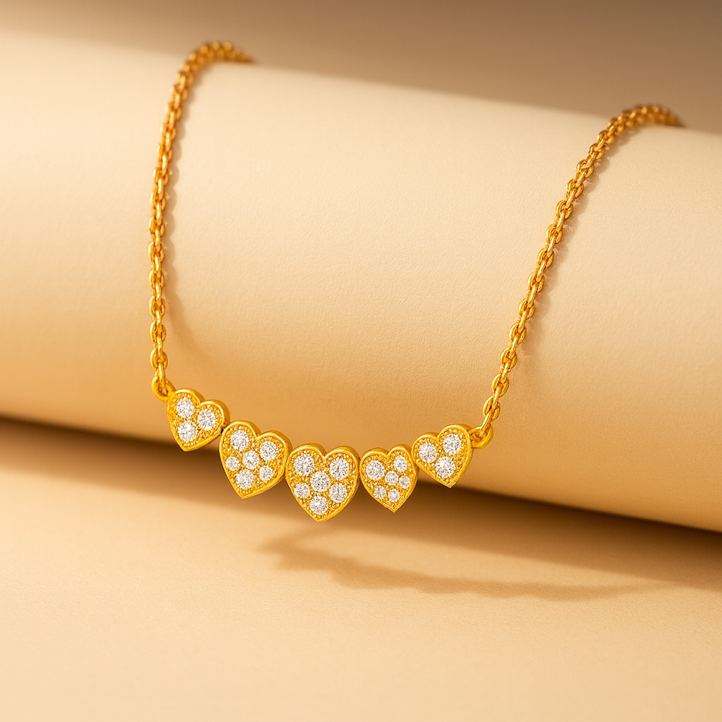 Five Heart Bar Pendant Necklace