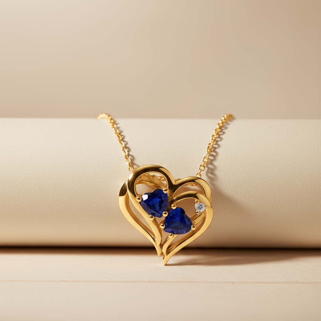 Heart-Shape Double Heart Pendant Necklace