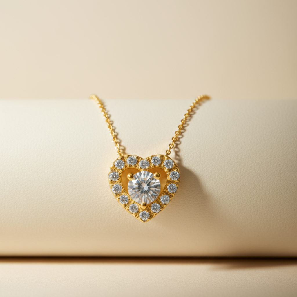 Halo Heart Pendant Necklace