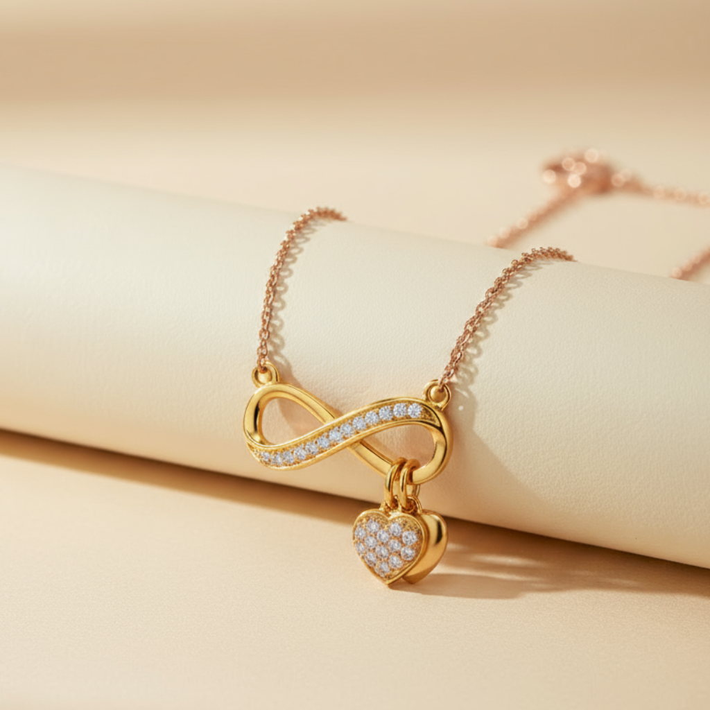 Infinity Double Heart Dangle Pendant Necklace
