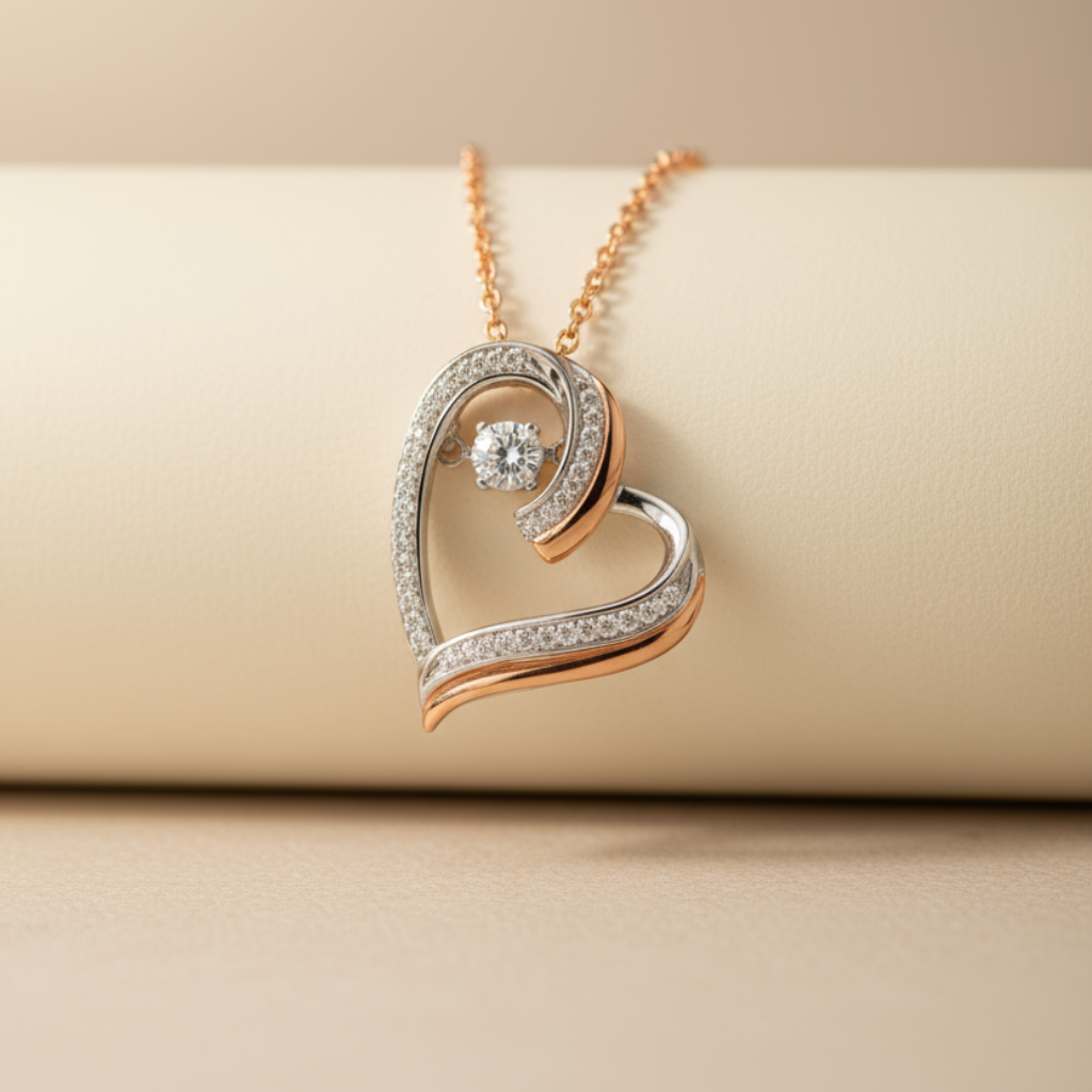 Moissanite Diamond Double Heart Pendant Necklace