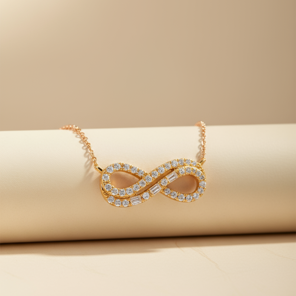 Moissanite Double Row Infinity Pendant Necklace