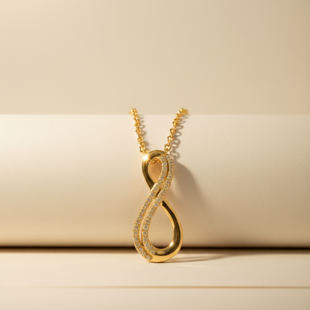 Double Row Infinity Pendant Necklace