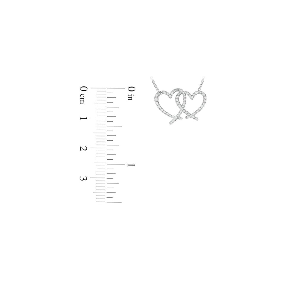 Round Cut Interlocking Double Heart Pendant Necklace