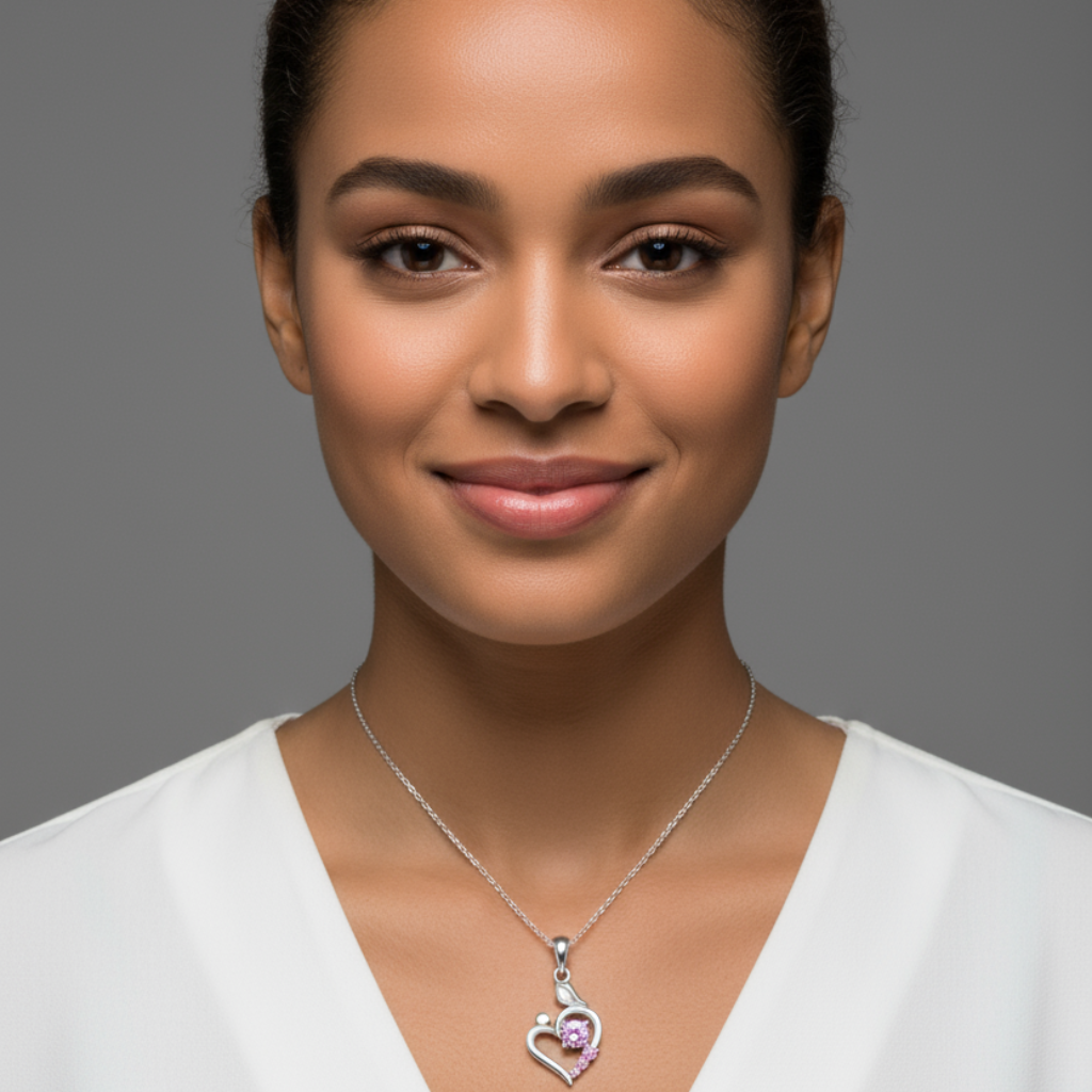 Child with Mom Heart Pendant Necklace