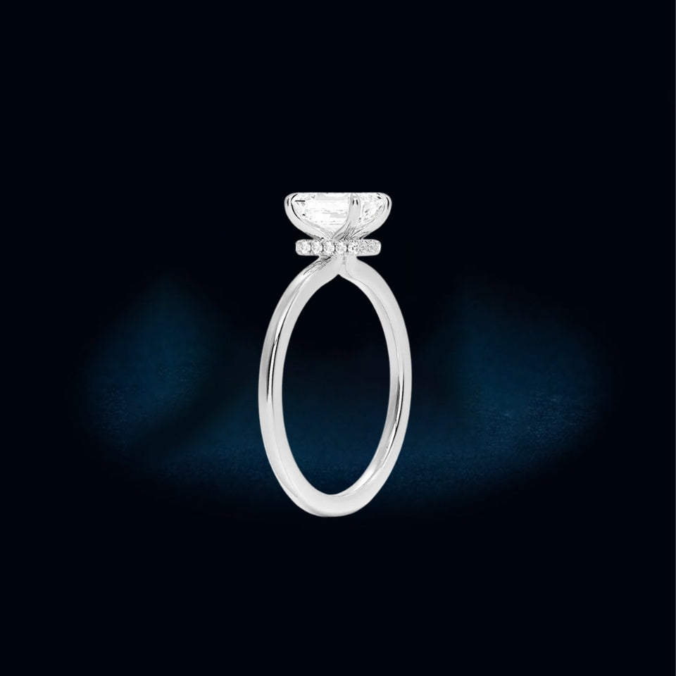 Hidden halo Emerald Cut Moissanite Ring