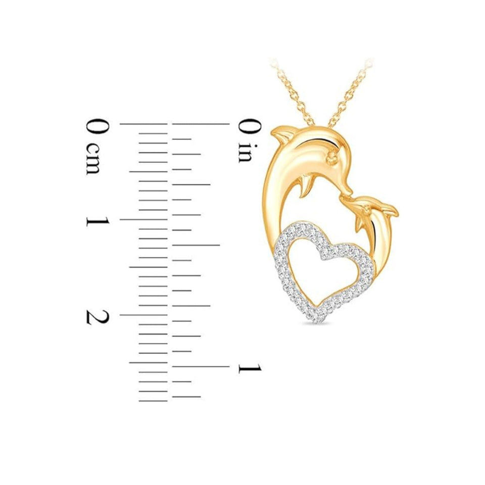 Mother Love Dolphin Heart Pendant Necklace
