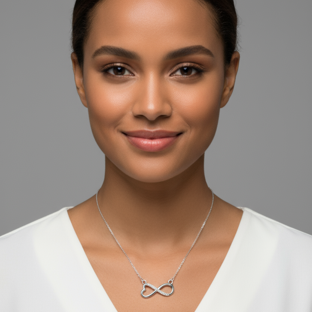 Sideway Infinity Heart Pendant Necklace