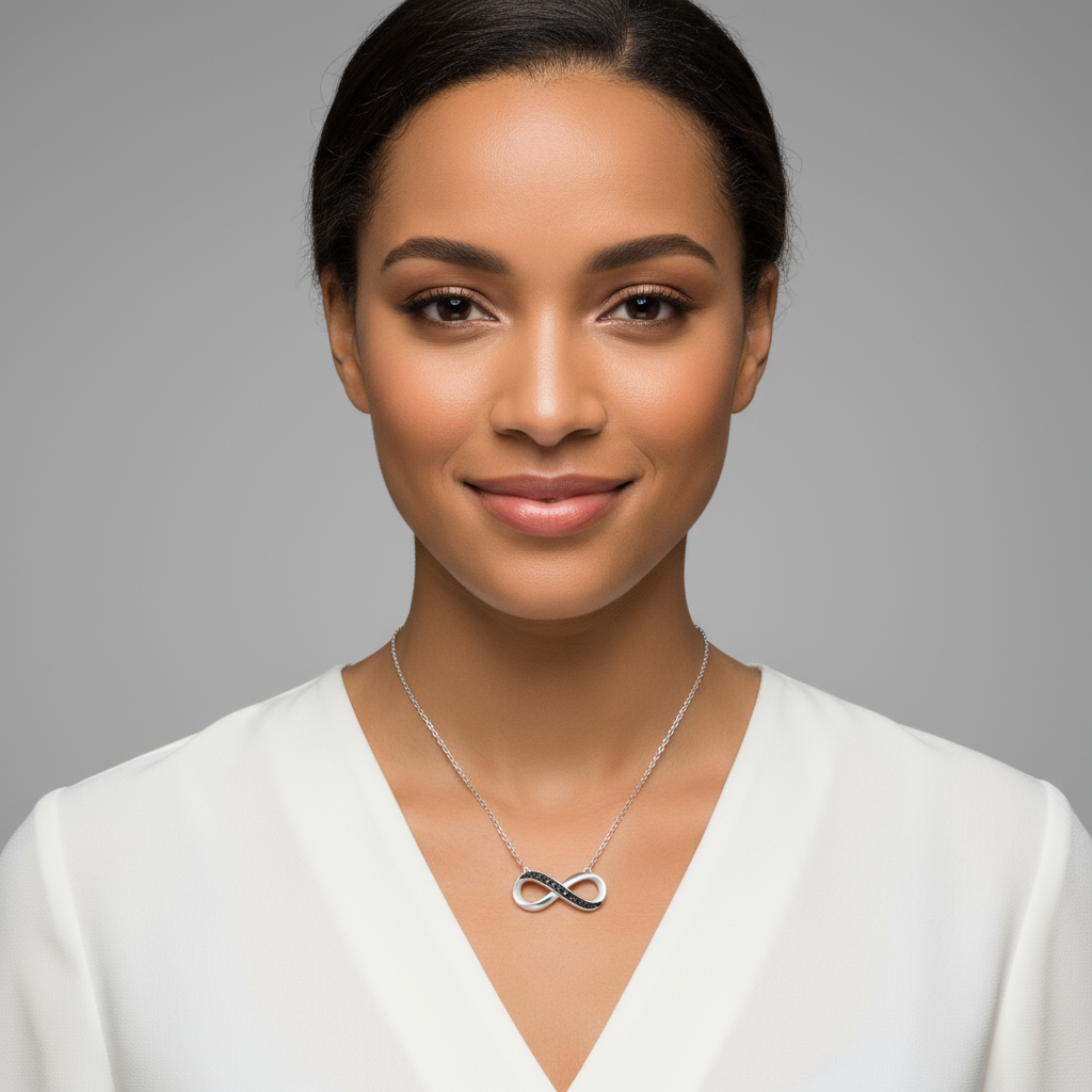 Black Infinity Pendant Necklace