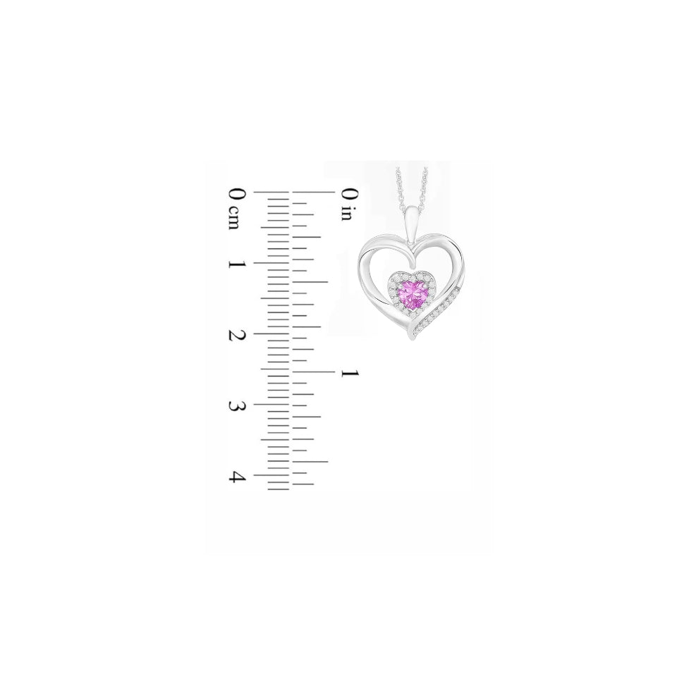 Pink Sapphire Double Love Heart Pendant Necklace