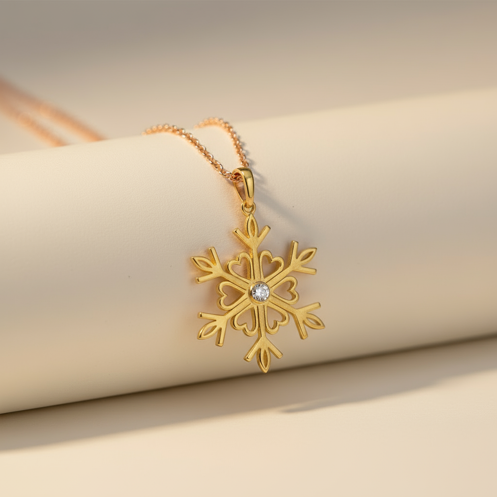 Heart Snowflake Pendant Necklace