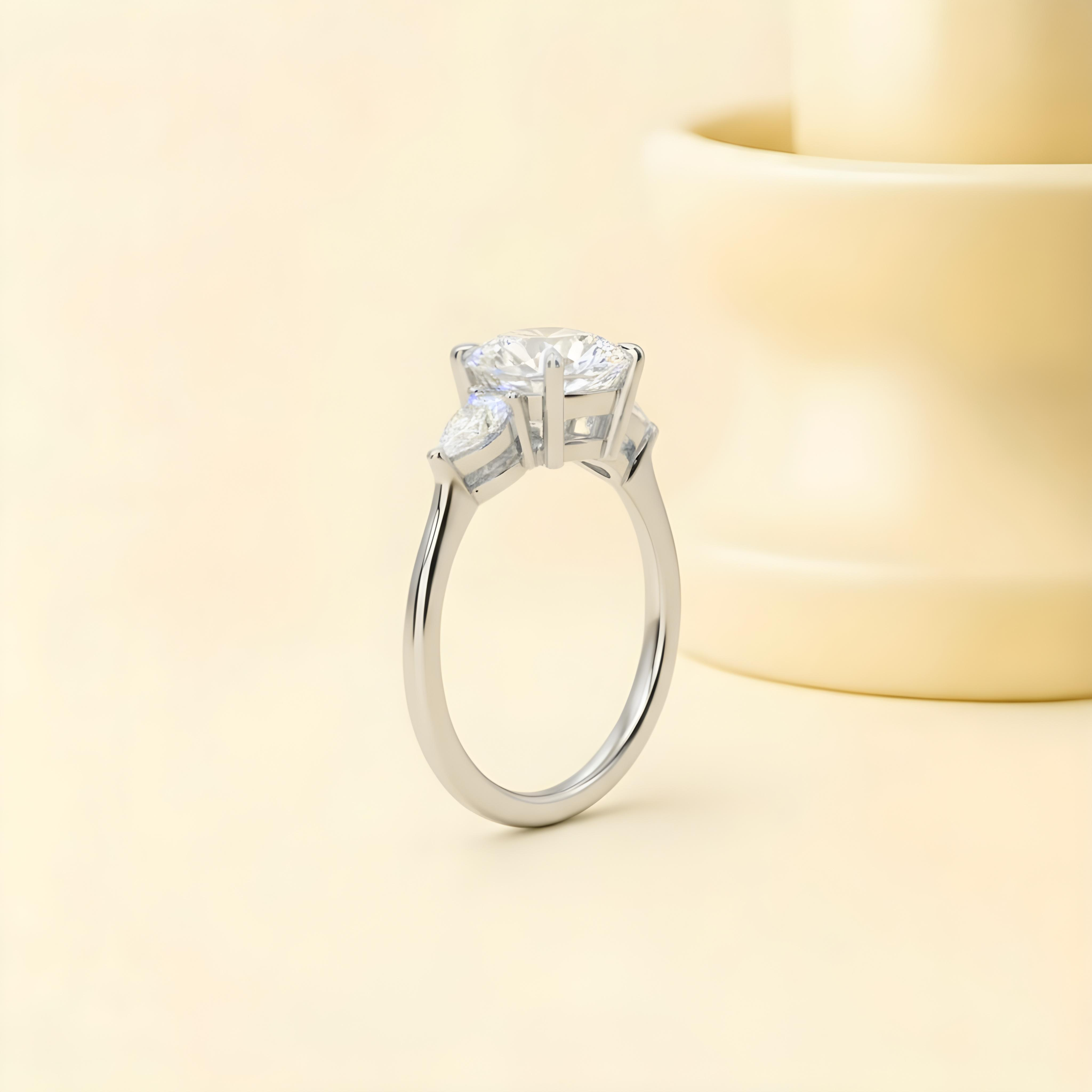 Moissanite Round Cut Three Stone Ring