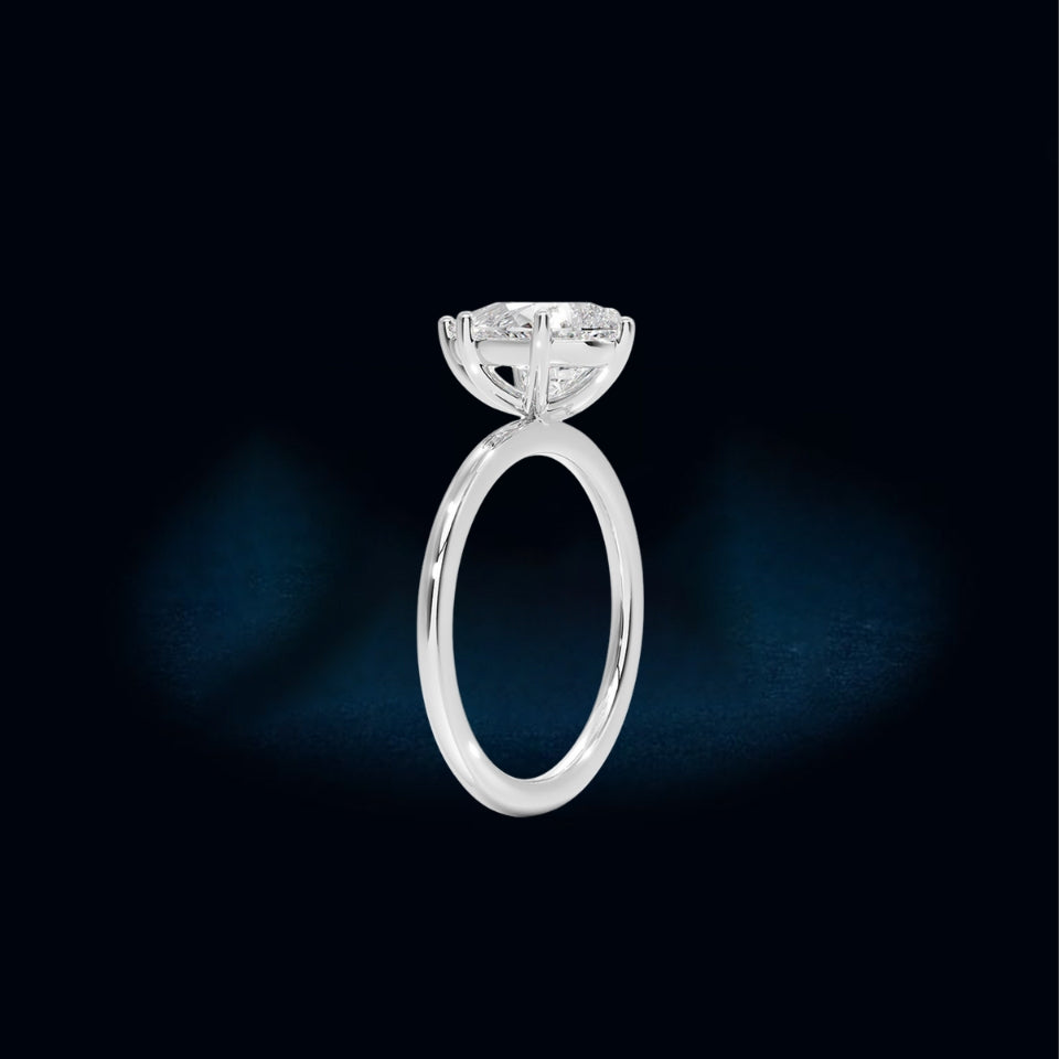 Hidden Halo Pear Shape Moissanite Ring