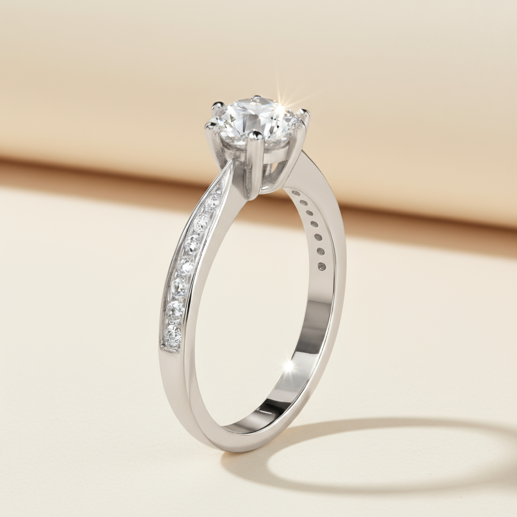 Vintage Moissanite Diamond Engagement Ring