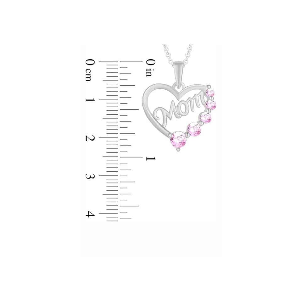 Five Stone Mom Heart Pendant Necklace