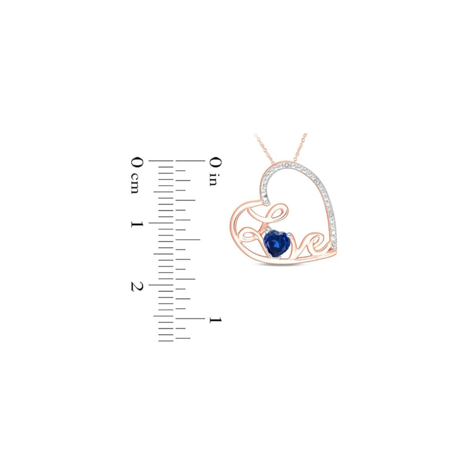 Blue Sapphire Love Heart Pendant Necklace
