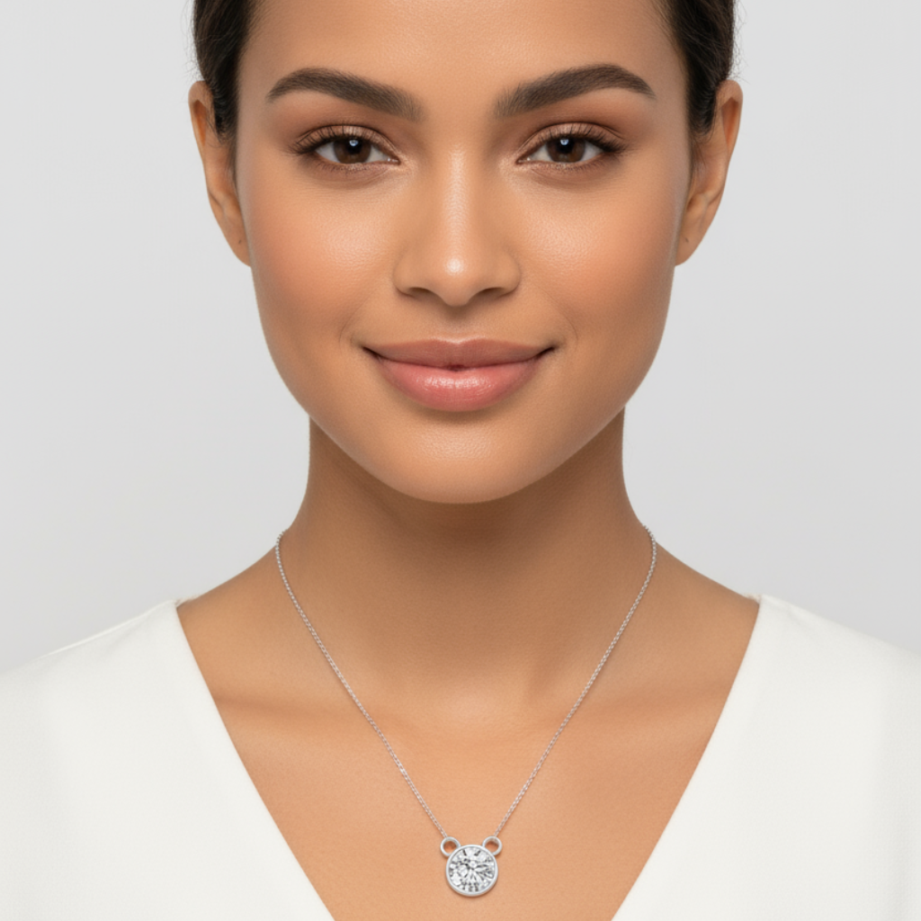 Round Bezel Pendant Necklace