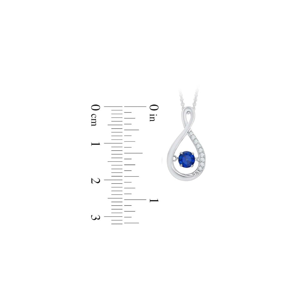Blue and White Sapphire Infinity Pendant Necklace