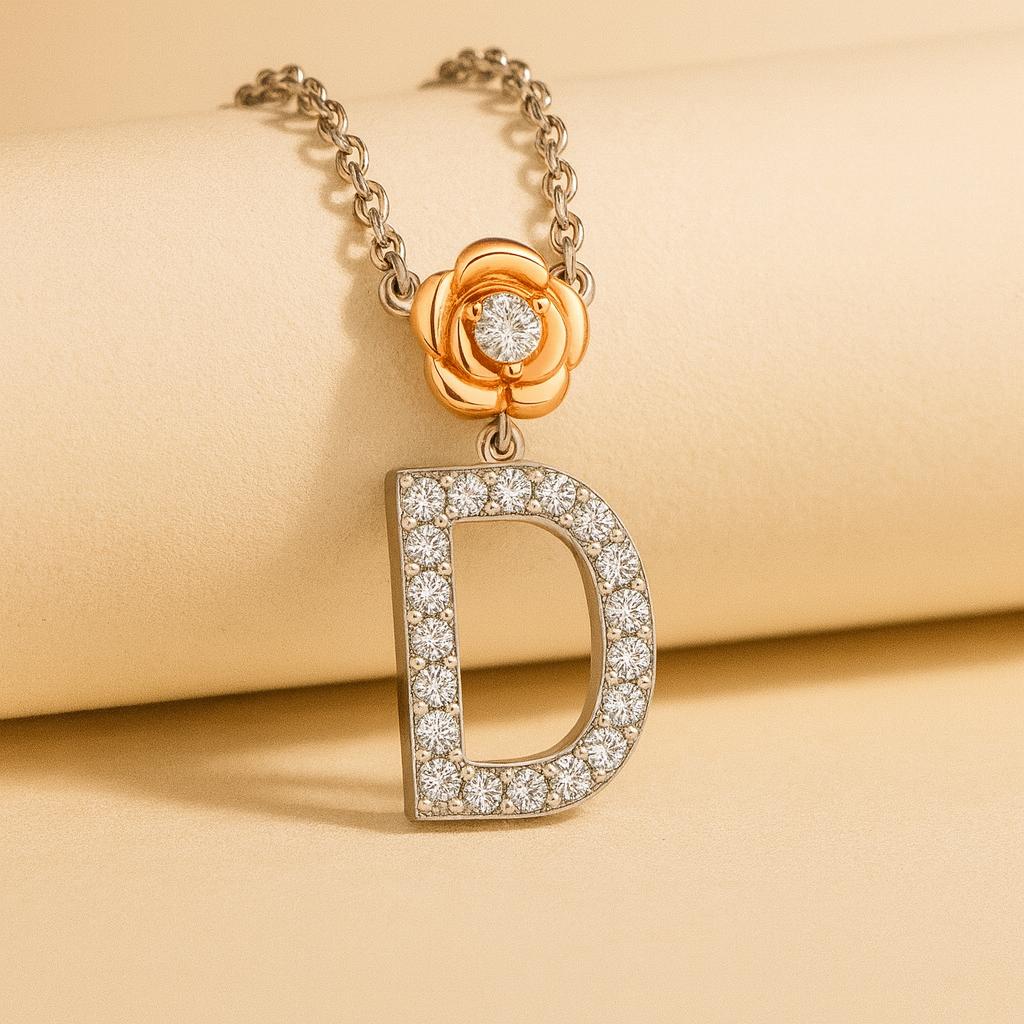 Alphabet Flower Pendant Necklace